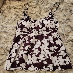 Kona Sol Buegandy Floral Tankini Medium